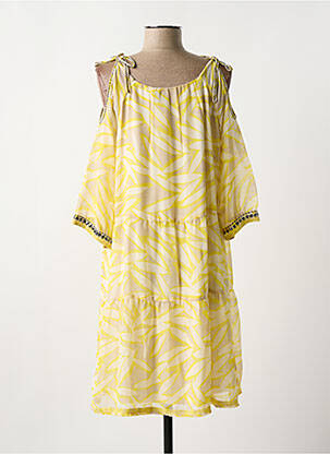 Rochie scurtă mâneci 3/4 mâneci 3/4 galben TREND BY CAPTAIN TORTUE femeie