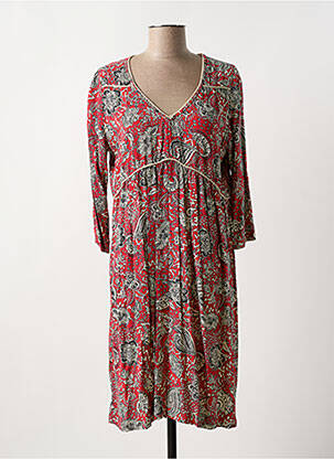 Rochie midi imprimeu floral mâneci 3/4 roșu MISS BY CAPTAIN TORTUE femeie