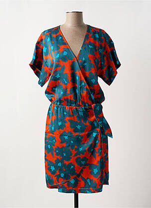 Rochie midi imprimeu floral mâneci scurte portocalie MAISON CAPTAIN femeie