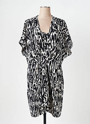 Rochie midi imprimeu fantezie mâneci scurte negru CAPTAIN TORTUE femeie
