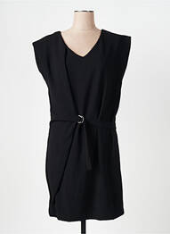Rochie midi țesătură crep mâneci scurte negru CAPTAIN TORTUE femme