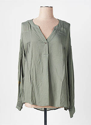 Bluză țesătură poplin mâneci lungi verde TREND BY CAPTAIN TORTUE femeie