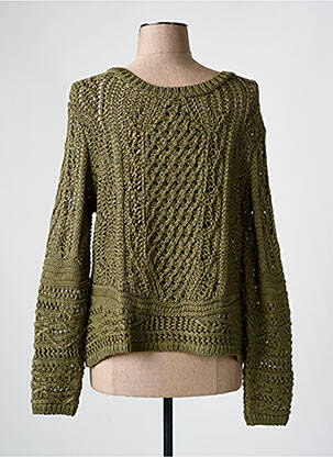 Vestă cu mâneci lungi guler rotund verde MAISON CAPTAIN femeie