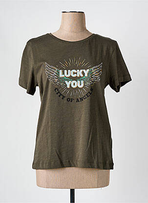 Tricou serigrafie mâneci scurte verde CAPTAIN TORTUE femeie