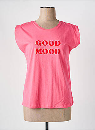 Tricou serigrafie mâneci scurte roz MAISON CAPTAIN femeie