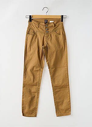 Pantalon slim țesătură poplin talie înaltă galben LITTLE MISS BY CAPTAIN TORTUE femeie