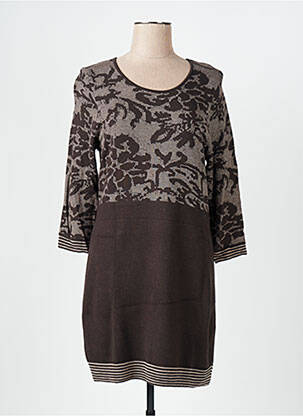 Rochie midi imprimeu fantezie mâneci lungi maro GERRY WEBER femeie