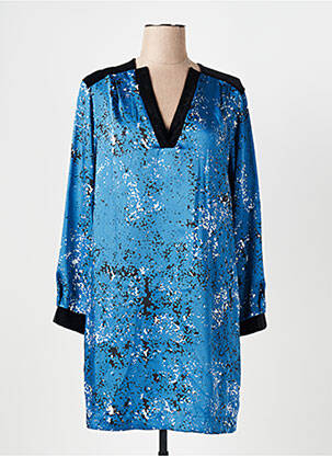 Rochie midi imprimeu fantezie mâneci lungi albastru COP COPINE femeie