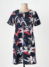 Rochie midi imprimeu floral mâneci scurte albastru ROBE LEGERE BY VERA MONT femme