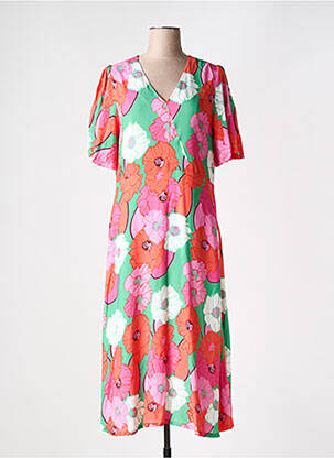 Rochie midi imprimeu floral mâneci scurte roșu SIGNE NATURE femeie