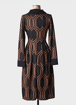 Rochie midi imprimeu fantezie mâneci lungi maro LA FEE MARABOUTEE femeie