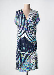 Rochie midi imprimeu fantezie mâneci scurte albastru CHRISTINE LAURE femme