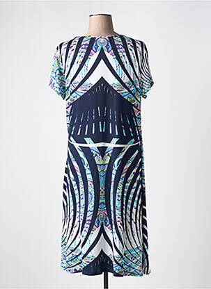 Rochie midi imprimeu fantezie mâneci scurte albastru CHRISTINE LAURE femeie