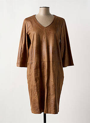 Rochie midi mâneci 3/4 mâneci 3/4 maro SIGNE NATURE femeie