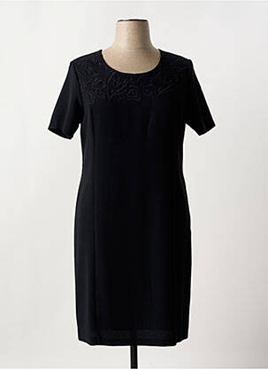 Rochie midi țesătură crep mâneci scurte negru GEVANA femeie
