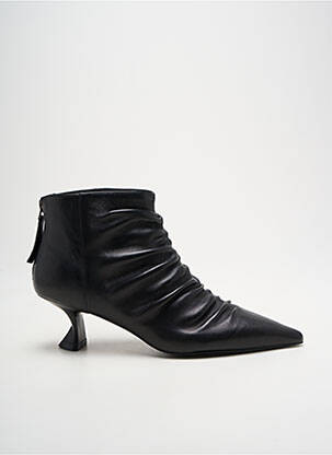 Botine/ghete țesătură satinată toc de 4 la 6 cm negru JEANNOT femeie
