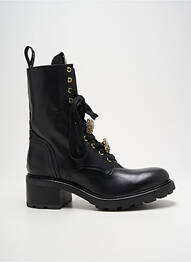 Botine/ghete țesătură satinată toc de 4 la 6 cm negru GIO+ femme