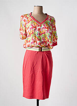 Rochie midi imprimeu floral mâneci scurte portocalie GREGORY PAT femeie