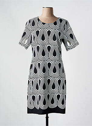 Rochie midi imprimeu fantezie mâneci scurte negru IMPULSION femeie