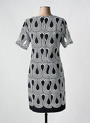 Rochie midi imprimeu fantezie mâneci scurte negru IMPULSION femeie