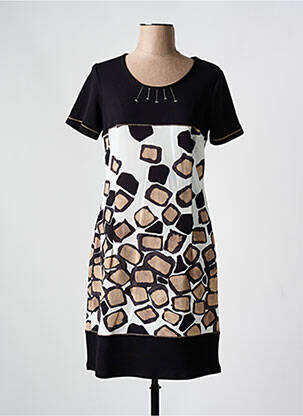 Rochie midi imprimeu fantezie mâneci scurte negru GUY DUBOUIS femeie
