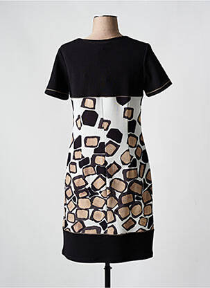 Rochie midi imprimeu fantezie mâneci scurte negru GUY DUBOUIS femeie