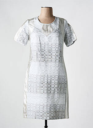 Rochie midi închidere cu fermoar la spate mâneci scurte argintiu MERI & ESCA femeie