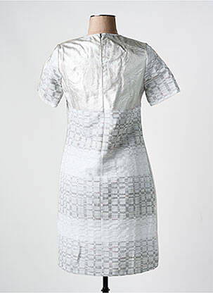 Rochie midi închidere cu fermoar la spate mâneci scurte argintiu MERI & ESCA femeie