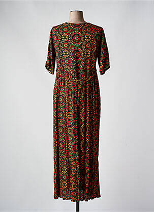 Rochie lungă imprimeu floral mâneci scurte negru AGATHE & LOUISE femeie