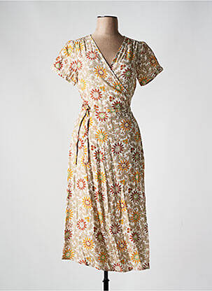 Rochie midi imprimeu floral mâneci scurte bej AGATHE & LOUISE femeie