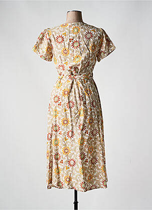 Rochie midi imprimeu floral mâneci scurte bej AGATHE & LOUISE femeie