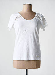 Tricou guler în v mâneci scurte alb AGATHE & LOUISE femme