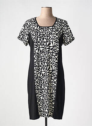 Rochie midi imprimeu fantezie mâneci scurte negru GUY DUBOUIS femeie