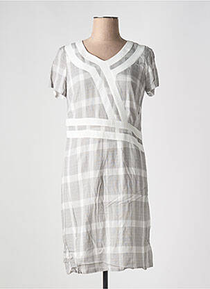 Rochie midi imprimeu fantezie mâneci scurte gri MERI & ESCA femeie