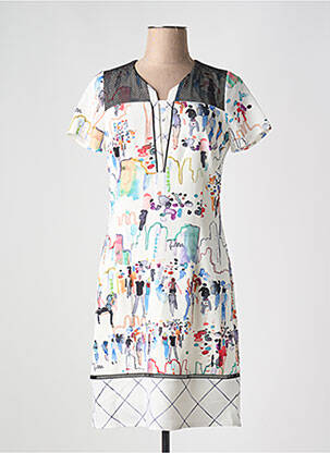 Rochie midi imprimeu fantezie mâneci scurte alb MERI & ESCA femeie