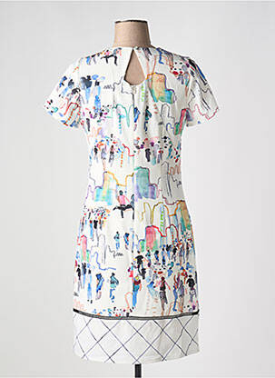 Rochie midi imprimeu fantezie mâneci scurte alb MERI & ESCA femeie