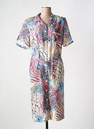 Rochie midi imprimeu fantezie mâneci scurte albastru GUY DUBOUIS femme