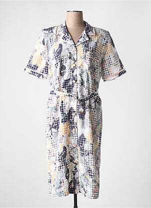 Rochie midi imprimeu fantezie mâneci scurte violet GUY DUBOUIS femeie