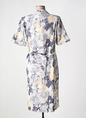 Rochie midi imprimeu fantezie mâneci scurte violet GUY DUBOUIS femeie