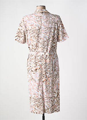 Rochie midi imprimeu fantezie mâneci scurte bej FRANCE RIVOIRE femeie