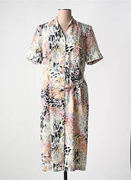 Rochie midi imprimeu fantezie mâneci scurte roz GUY DUBOUIS femme