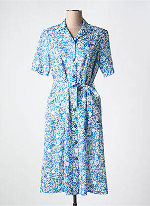 Rochie midi imprimeu floral mâneci scurte albastru GUY DUBOUIS femeie
