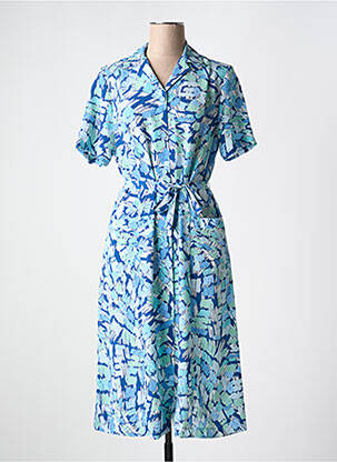 Rochie midi imprimeu fantezie mâneci scurte albastru FRANCE RIVOIRE femeie