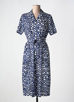Rochie midi imprimeu fantezie mâneci scurte albastru FRANCE RIVOIRE femeie