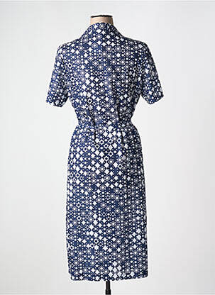 Rochie midi imprimeu fantezie mâneci scurte albastru FRANCE RIVOIRE femeie