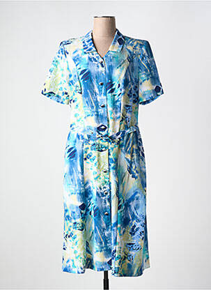 Rochie midi imprimeu fantezie mâneci scurte albastru FRANCE RIVOIRE femeie