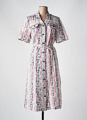 Rochie midi imprimeu fantezie mâneci scurte gri FRANCE RIVOIRE femeie