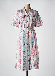 Rochie midi imprimeu fantezie mâneci scurte gri FRANCE RIVOIRE femme