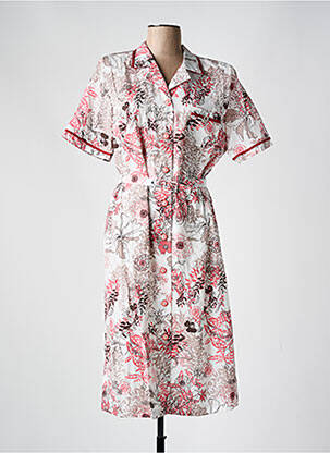 Rochie midi imprimeu floral mâneci scurte roșu FRANCE RIVOIRE femeie