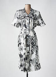 Rochie midi imprimeu fantezie mâneci scurte gri FRANCE RIVOIRE femme